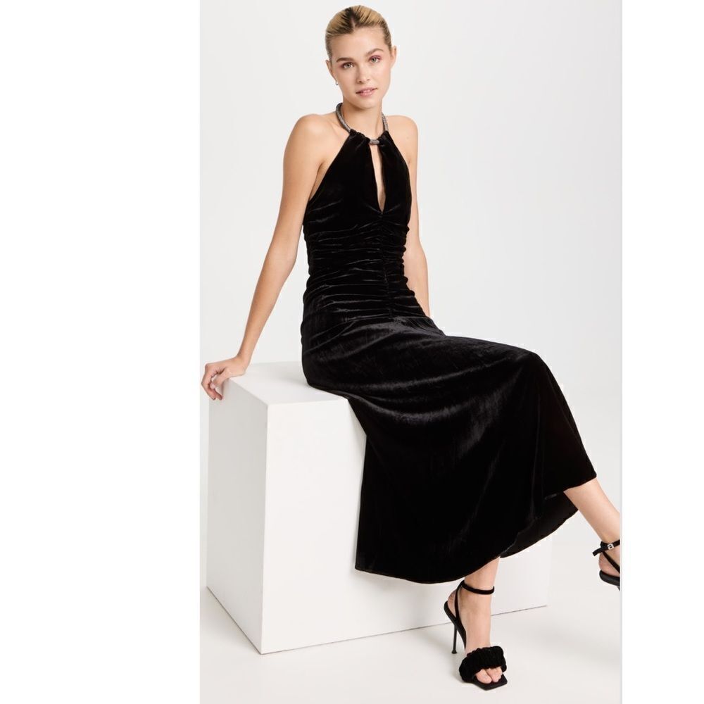 NWT Veronica Beard Josette Midi Dress Black Velvet Size 12